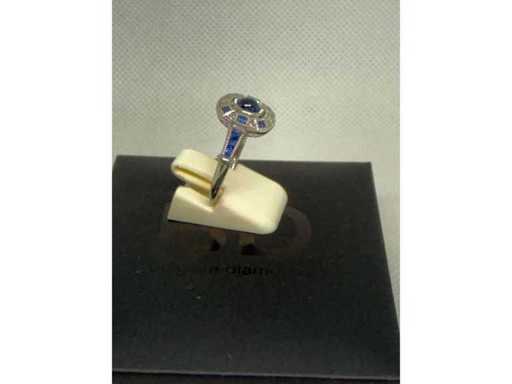 Platinum - Cab Sapphire/Diamond Ring