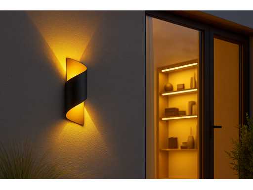 Tweerichtings LED Wandlamp – 2x3W – 3500K Neutraal Wit – Zwart/Goud – IP54 (SW-34) (x10)