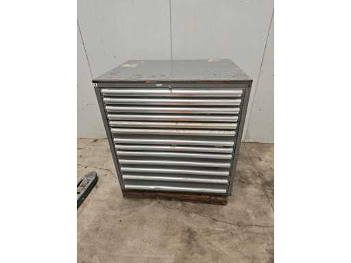   Tool cabinet with assorted milling cutters and tool holders