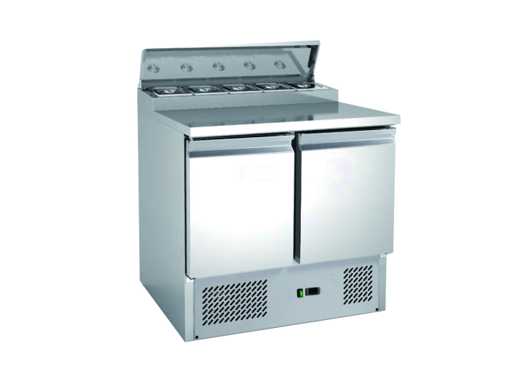 Compact Refrigerated 2-door Stainless Steel Open-Roof Salad - Stainless Steel Fridge 2-Door Refrigerator - Refrigerated