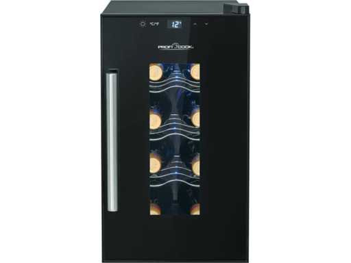 ProfiCook® wine cellar for 8 bottles, with UV-resistant glass door, wine cooler with LED lighting