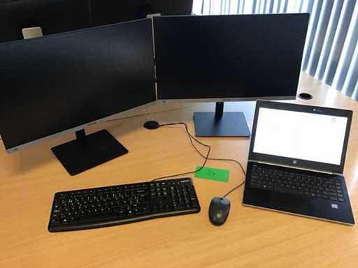 Workplace 2 monitors and laptop
