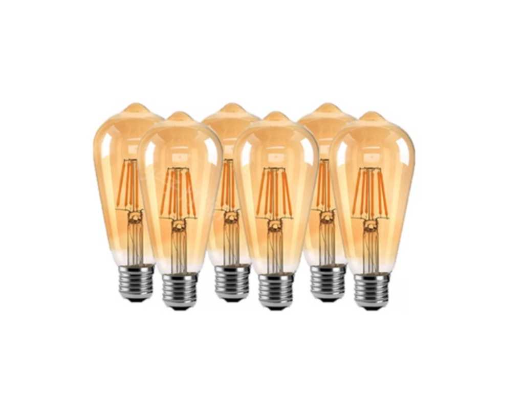 50 x Filamentlamp ST64 Amber - 6W - LED - E27 - dimbaar - 2700K (warm wit)