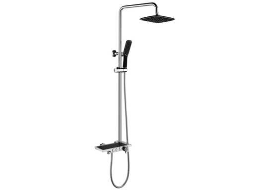 Mawialux thermostatisch opbouw regendoucheset - Chroom met mat zwart