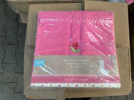 Foglio per la culla Party Lief rosa/bianco - 2 pezzi (45 volte)