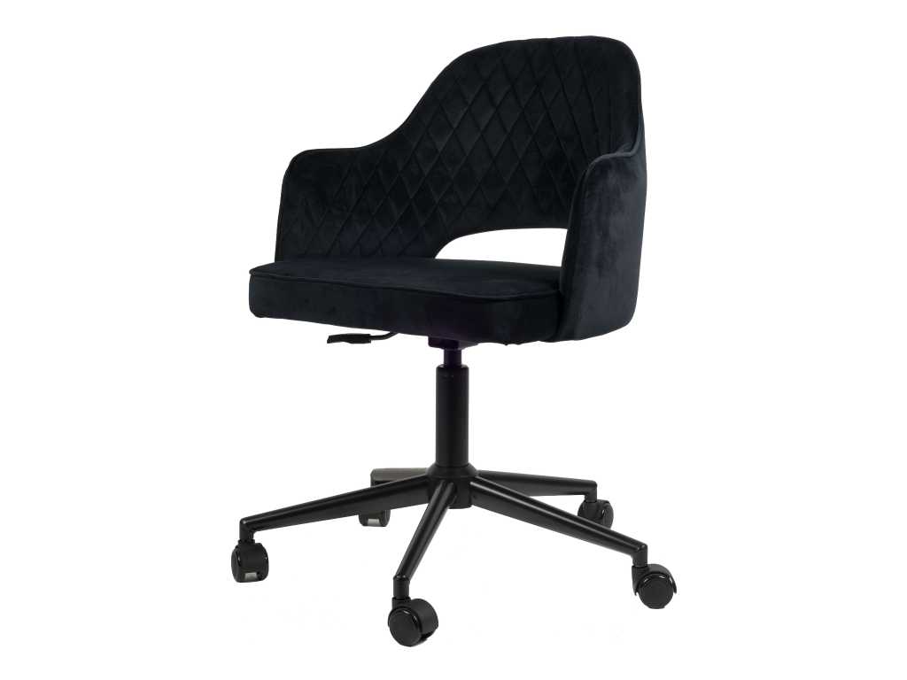 1x Black velvet office chair 