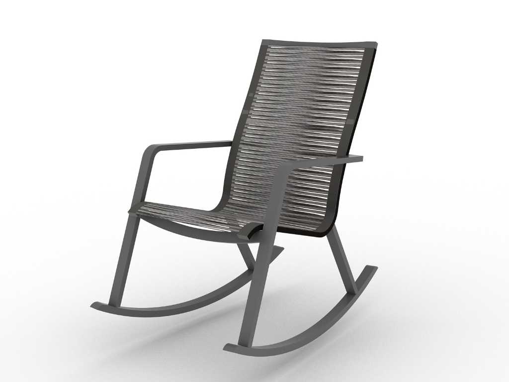 Meubili - Venice rocking chair alu charcoal / rope black