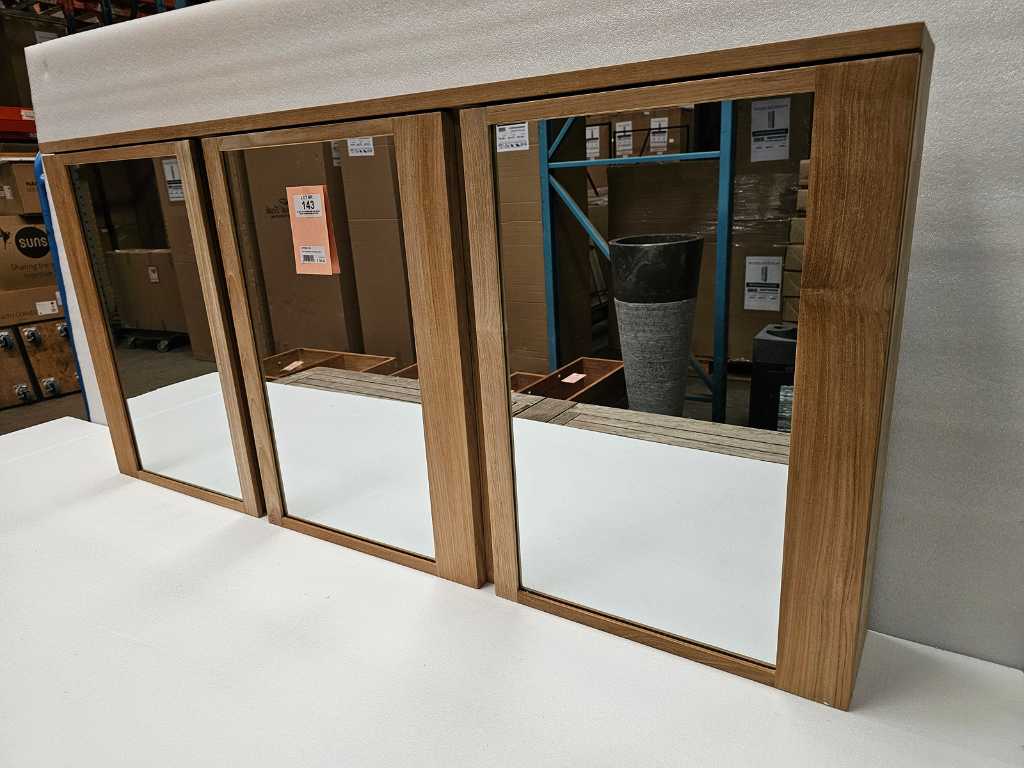 Essential Teak Spiegelkast 150 x 70cm met 3 Deuren