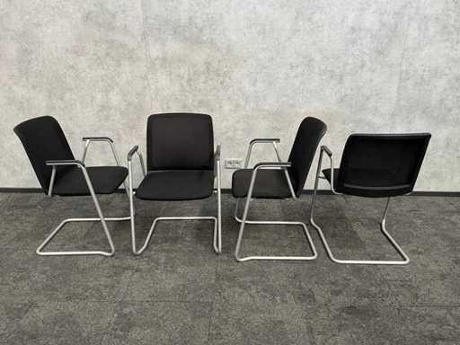 4x Haworth - nestelbare vergaderstoel - zwart