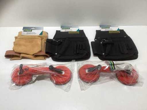 3 tool holders (bags) with 2 glass carriers