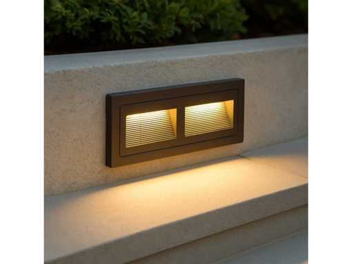 10 x LED Trapverlichting – 3W – 3000K Warm Wit – IP65 – Rechthoekig – LY06