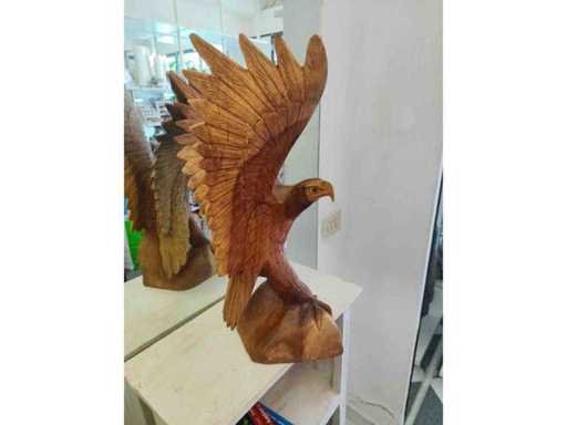 Hand-inlaid eagle with base