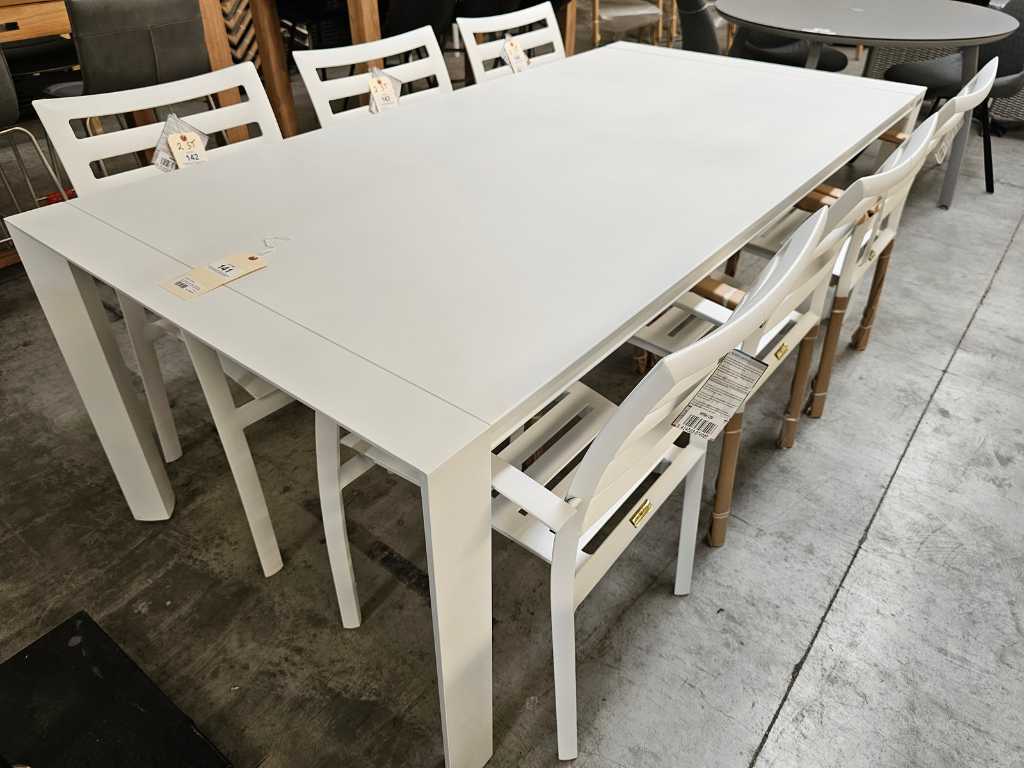 Jati-Kebon Alu Gartentisch Espe Weiß Matt 200 x 100cm
