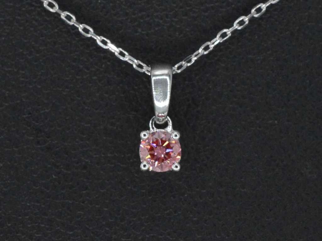 Halskette aus Weißgold mit einem rosafarbenen Diamanten 0,20 Karat