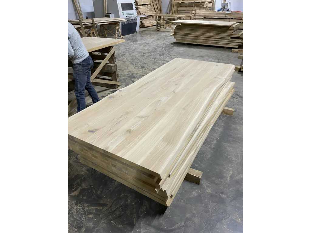 Plateau de table en chêne rustique, dimensions 2200 x 1000 x 40 mm