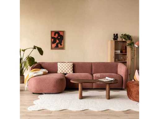 fonQ – Miękka sofa w rogu z leżanką po lewej stronie – Micro Chenille – Old Pink – zestaw sofy