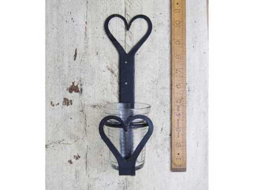 Kaarsenhouder Hart Zwart Inclusief Glas