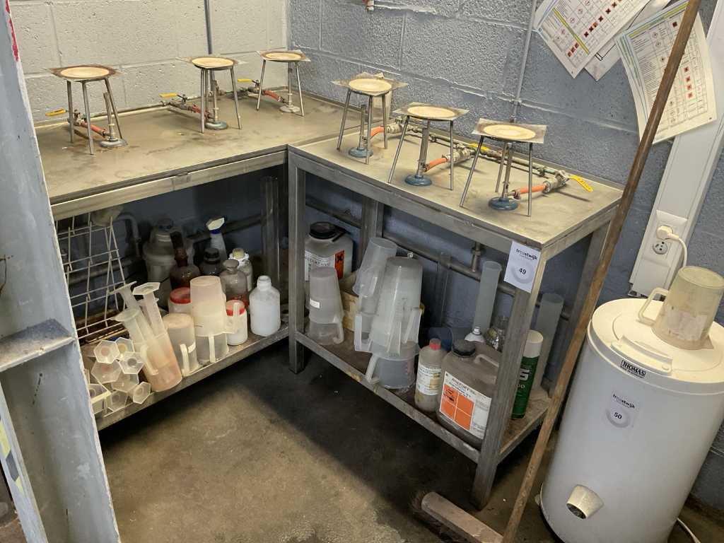 Laboratoryjny stół roboczy ze stali nierdzewnej (2x)