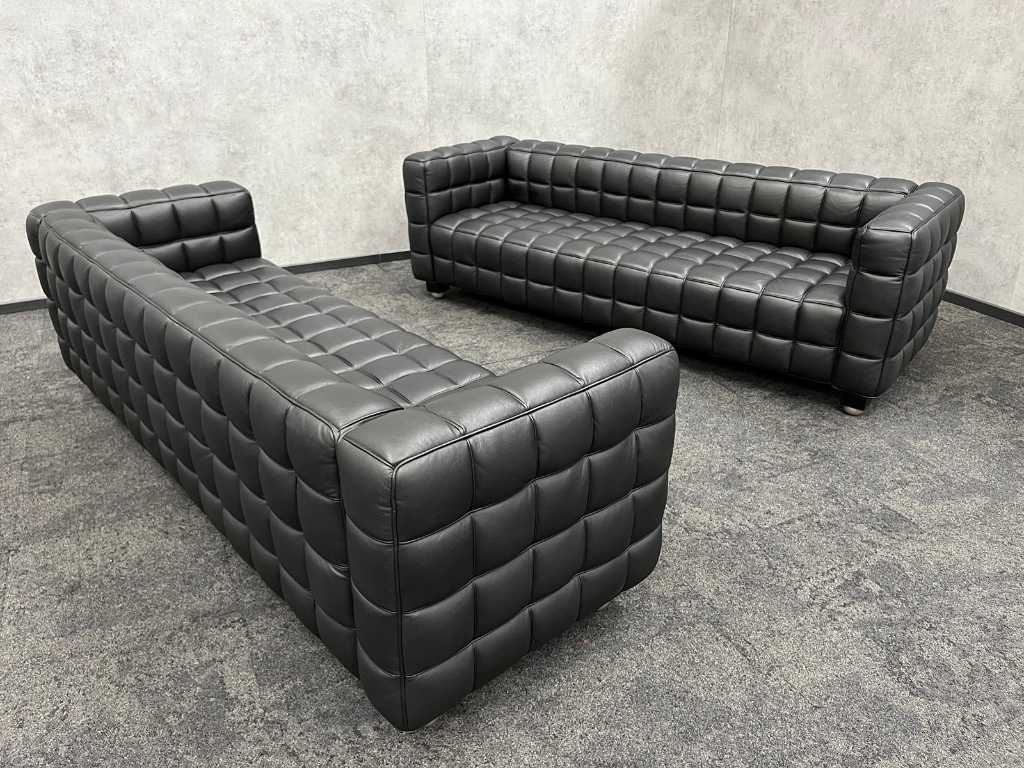 Design-Sofa - schwarzes Leder (2x)