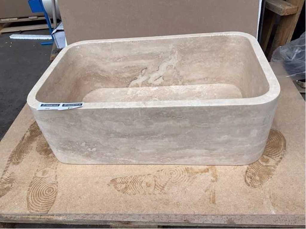 1 x Waschbecken aus Naturstein Marmor Beige 76x46x26 cm