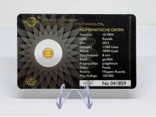 1/200 OZ 999 Fine Gold Panda 2015 Rwanda