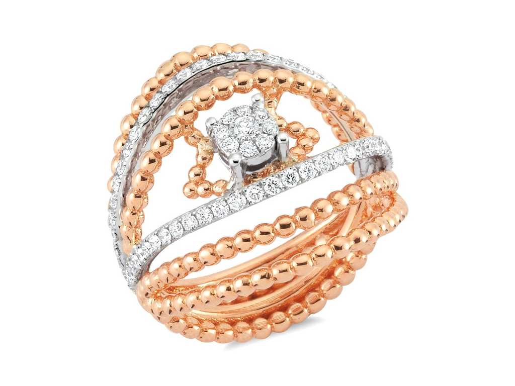 Bague design de luxe Diamant naturel 0,71 carat en or blanc et rose 18 carats