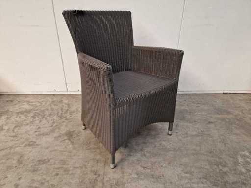 2 x salon de luxe - chaise en osier Sardaigne avec accoudoir taupe