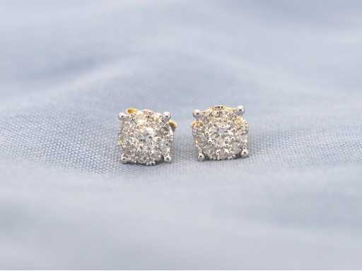 Złote kolczyki z diamentami szlifowanym błyskotliwym