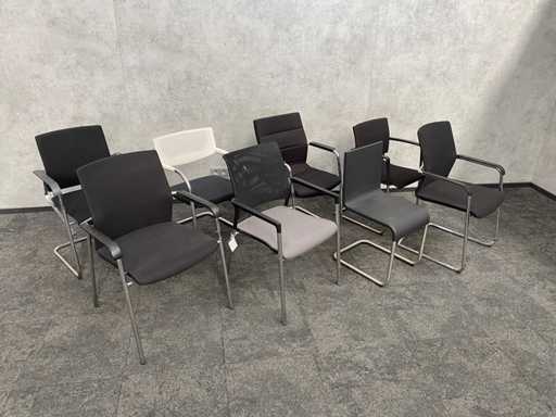 8x conferentiestoel designmix zwart/chroom