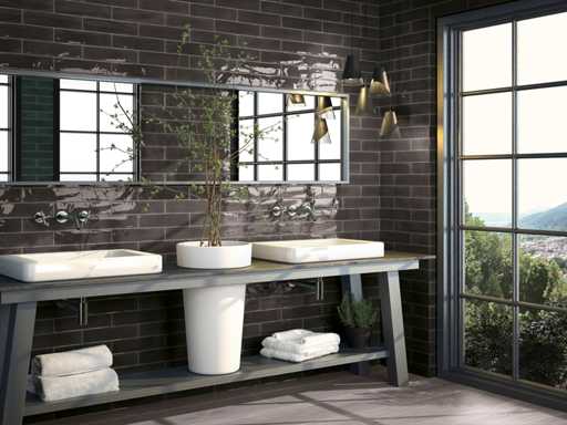 Carrelage mural 48m2 Coral Black brillant 7,5x30cm