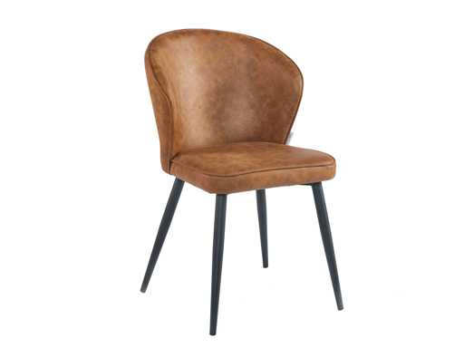Colenis - Curve Eetkamerstoel - set van 50 - Cognac - Microfiber - Zwarte Poten