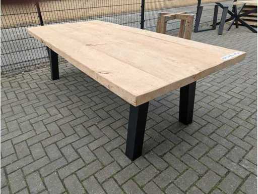 Garden table old Elm wood 245 x 115 x 78cm. Metal base