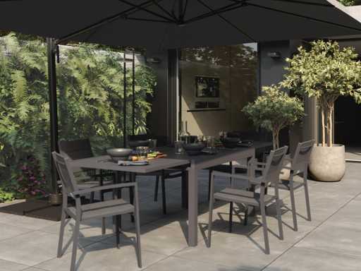 Antraciet aluminium tuintafel voor 8 personen Lyra II NATERIAAL