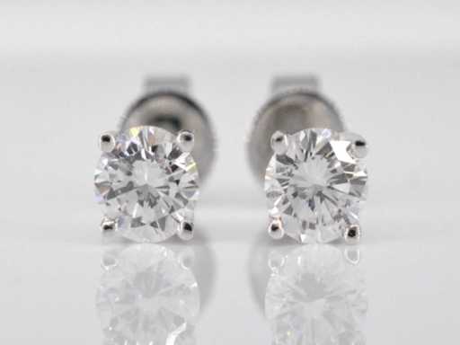 Cercei cu diamant din aur alb, 1,00 carat