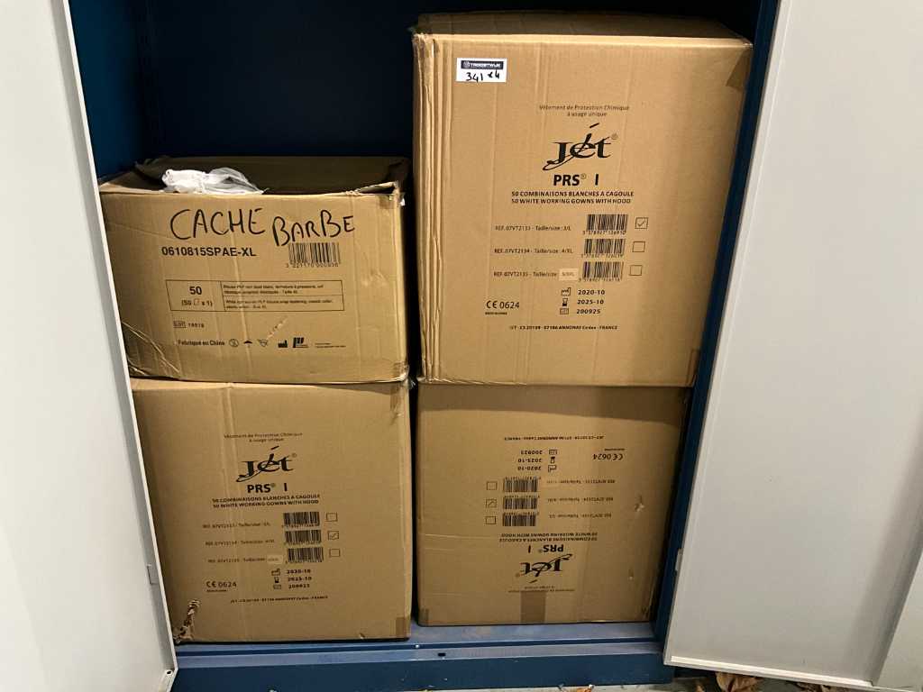 Set of white jumpsuits with balaclava and beard covers Troostwijk