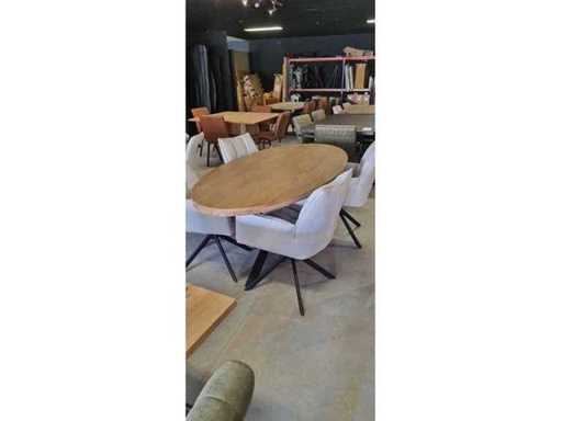 Table à manger Mangue ovale solide d’environ 200x100x78 cm patte d’araignée épaissie de 5 cm 