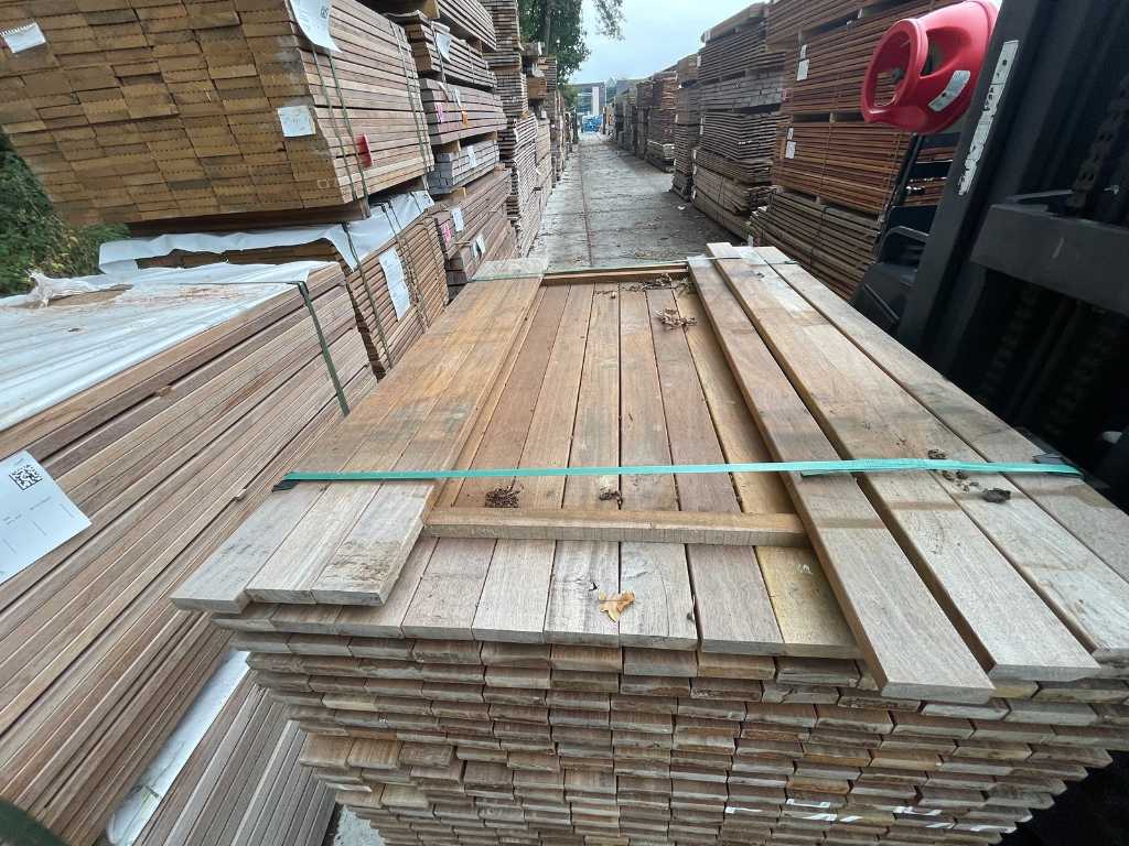 Guyana Ipé hardhouten planken geschaafd 21x70mm, lengte 125cm
