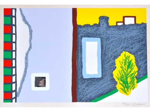 Roger Raveel - jardin silencieux - sérigraphie couleur avec miroir