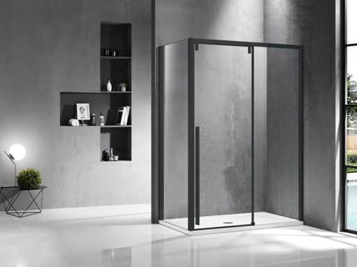 Cabină de duș 120x90cm; returnează produsul în casetă nebifat; Softclose - stânga/dreapta - negru mat