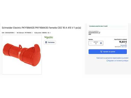 Schneider - Pratika - PratiKa - 16 Un soclu mobil industrial - 3P+N+T - 380..415 V AC - I (10x)