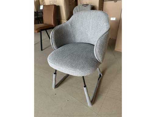 Dining Chair (6x) light grey boucle black sled leg 