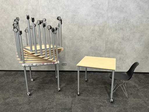 9x Gispen - table de cantine mobile 80x80