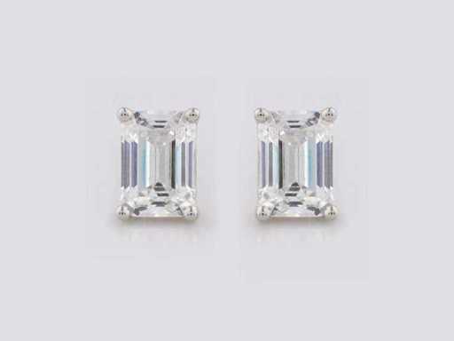 14 KT witgouden oorbel met 2,0 cts laboratoriumgekweekte diamant