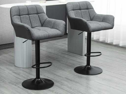 Lot de 2 Tabourets de Bar au Design Rétro Réglables en Hauteur