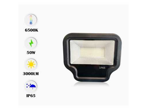 20 x LED Schijnwerper 50W – SMD – 6500K Koud wit – IP65 – 3000 lm 