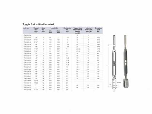 Selden bronze 16 mm rigging screw stud - toggle - 174-329-12