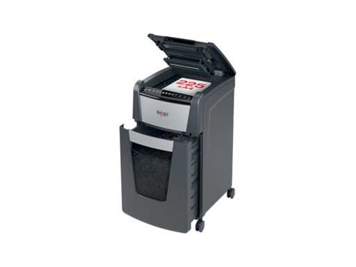 Rexel Optimum AutoFeed+ 225X Fluisterstille Papierversnipperaar - P4 Snippers - Automatische Invoer Tot 225 Vel - 60L - Zwart