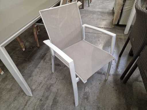 2 x Garden Prestige - Alu Stapelstoel Sydney met Armleuning Wit Mat - Champagne