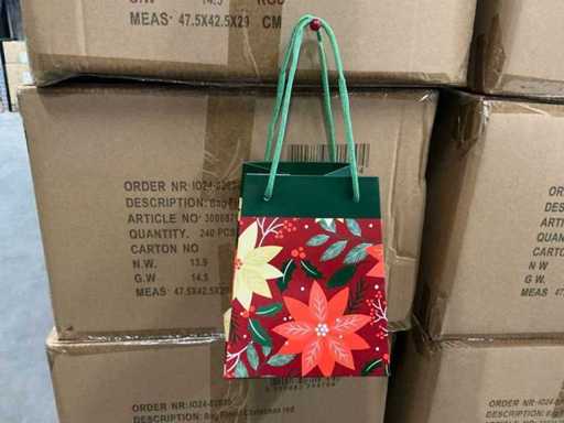 Torba imprezowa Kwiatowa Świąteczna Czerwień 12/12x15/15x18cm (2400x)