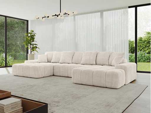 Canapé panoramique/convertible - tissu corde beige 